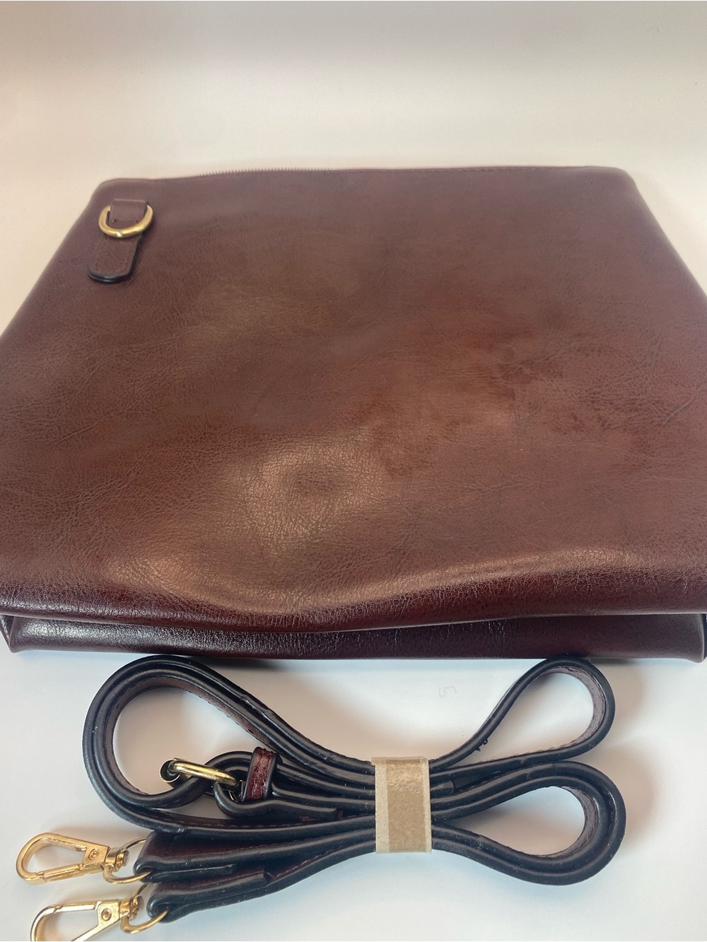 Genuine Leather Burgundy Convertible Hobo Bucket Bag - Picture 10 of 11